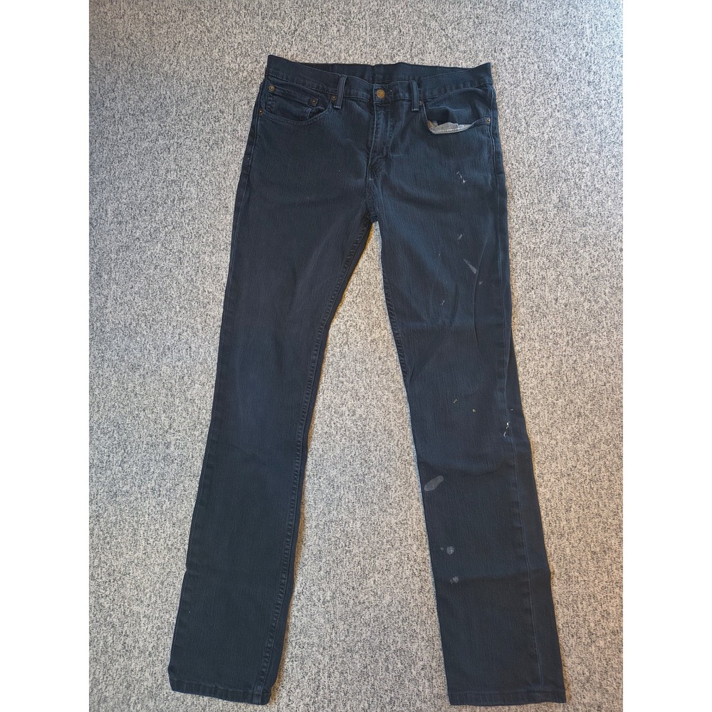 Levis 511 Slim Fit Black Paint Splatter Distressed Jeans Size 32x32